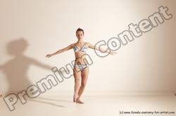 Swimsuit Gymnastic poses Woman White Moving poses Slim long brown Dynamic poses Academic